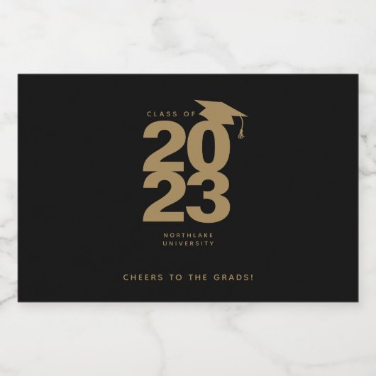 Simple Black & Gold Graduation Mini Étiquette d'al (Étiquettes simples)