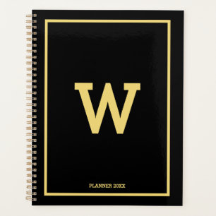 Simple Black Gold Initial Monogramme mensuel