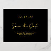 Simple Black Gold Luxe Foil Enregistrer la carte p (Recto)