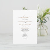Simple Black & Gold Text Wedding Program (Staand voorkant)