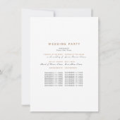 Simple Black & Gold Text Wedding Program (Achterkant)