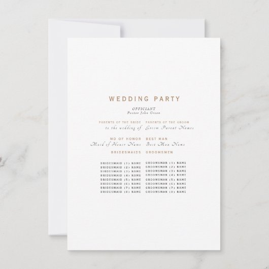 Simple Black & Gold Text Wedding Program (Achterkant)