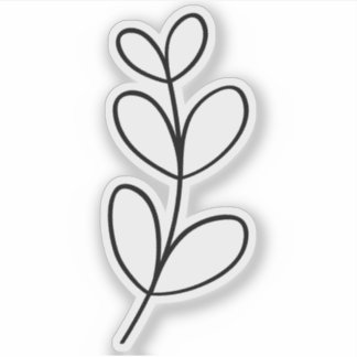 Simple Black Leaf Line Art Sticker