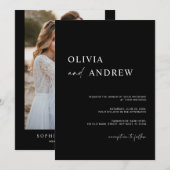 Simple Black Minimalist Wedding Invitation (Devant / Derrière)