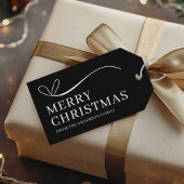 Simple black modern Merry Christmas Cadeaulabel