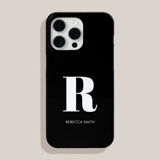 Simple Black Modern Monogram Case-Mate iPhone Case