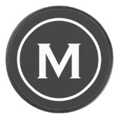 Simple Black Monogram Embleem Hockey Puck (Voorkant)