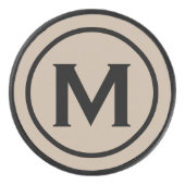 Simple Black Monogram Initiaal Hockey Puck (Voorkant)