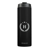 Simple Black Monogram Stylish Modern Minimalist Thermosbeker (Voorkant)