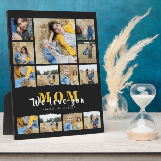 Simple Black oma Ma Photo Collage moederdag Fotoplaat (Zijkant)