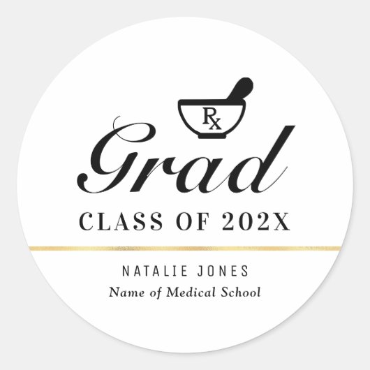 Simple Black Phanarcy afstuderen Ronde Sticker (Voorkant)