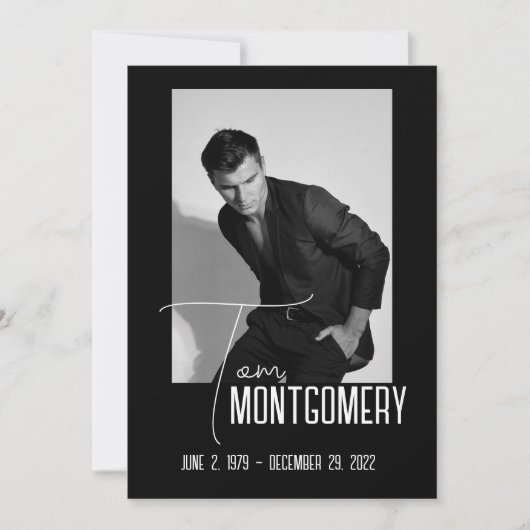 Simple Black Photo Funeral Programme (Devant)