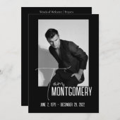 Simple Black Photo Funeral Programme (Devant / Derrière)