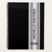 Simple Black Silver Planner personnalisé 2025 (Devant)