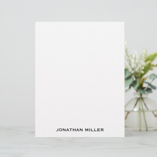 Simple Black Typographic Name Stationery Briefhoofd (Staand voorkant)