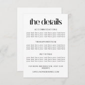 Simple Black Typography Wedding Details Sjabloon (Voorkant / Achterkant)