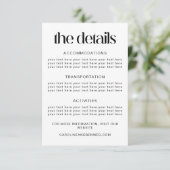 Simple Black Typography Wedding Details Sjabloon (Staand voorkant)