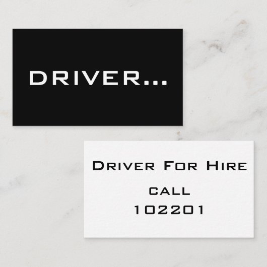 Simple Black Visitekaartje White Text - DRIVER (Voorkant / Achterkant)