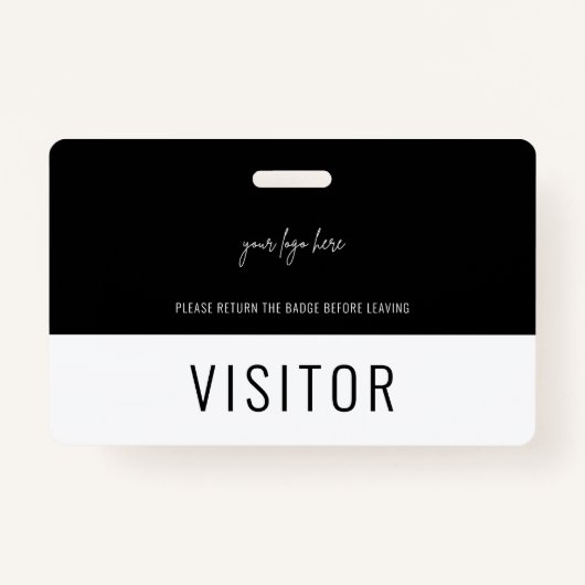 Simple Black Visitor Pass Company Logo Badge (Voorkant)