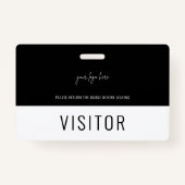 Simple Black Visitor Pass Company Logo Badge (Achterkant)