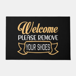 Simple Black Welcome Please Remove Your Shoes Deurmat