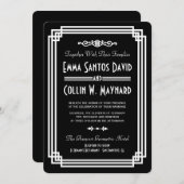 Simple Black & White Art Déco Invitations de maria (Devant / Derrière)
