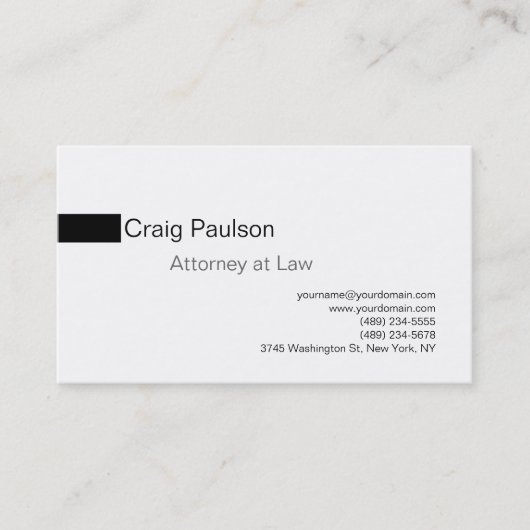 Simple Black White Attorney Carte de visite (Devant)