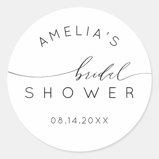 Simple Black & White Bridal Shower Ronde Sticker (Voorkant)