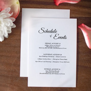 Simple Black White Calligraphy Weddenschap Schedul Informatiekaartje
