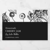 Simple Black & White Cherry Jam Label Voedselcontainer Etiket (Enkel label)