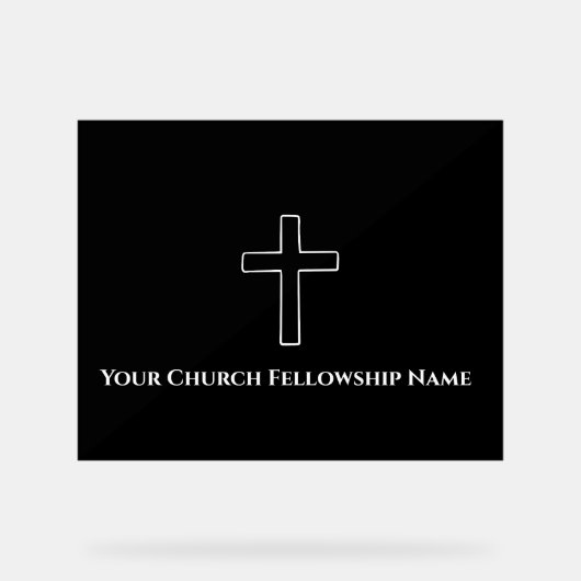 Simple Black White Cross Outline Church Pasteur (Recto)