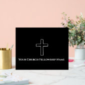 Simple Black White Cross Outline Church Pasteur (Mariage)