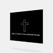 Simple Black White Cross Outline Church Pasteur (Angle)