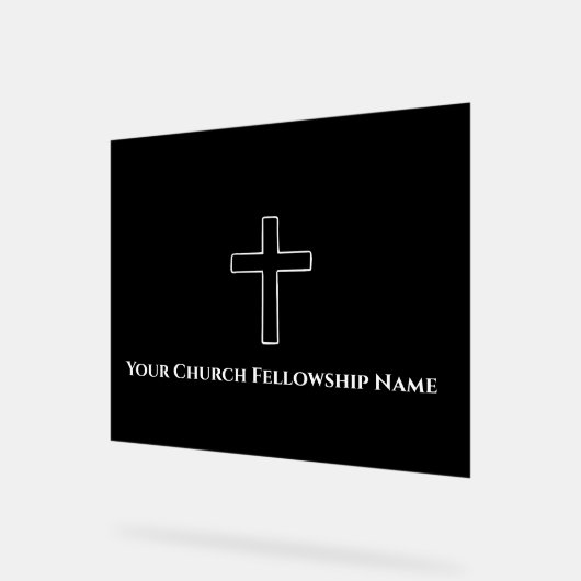 Simple Black White Cross Outline Church Pasteur (Angle)