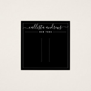 Simple Black White Cursive Hair Clip Display Card Vierkante Visitekaartjes