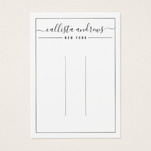 Simple Black White Cursive Hair Clip Display Kaart (Voorkant)