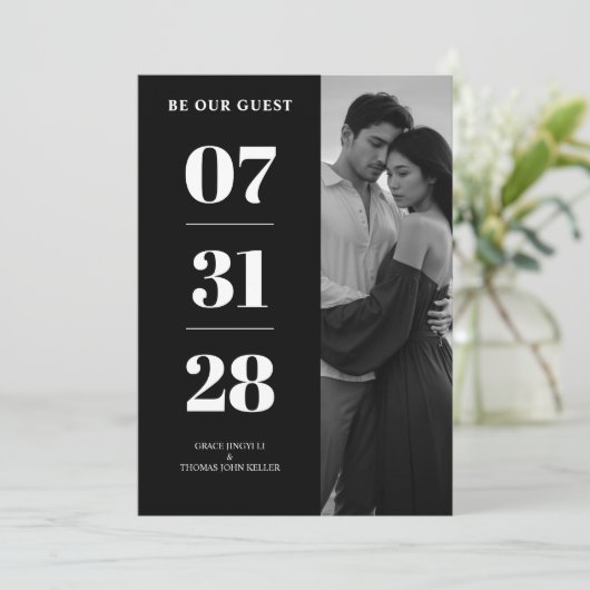 Simple Black & White Enchanting & Delicate Minimal Kaart (Staand voorkant)