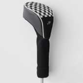 Simple Black White Gingham Pset-Initialen Golfheadcover (Schuin)