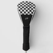 Simple Black White Gingham Pset-Initialen Golfheadcover (Voorkant)
