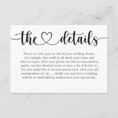Simple Black & White Heart Wedding Details Informatiekaartje (Voorkant)
