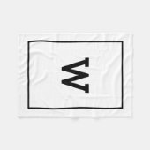 Simple Black White Initiaal Monogram Fleece Deken (Voorkant (Horizontaal))