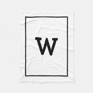 Simple Black White Initiaal Monogram Fleece Deken