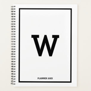 Simple Black White Initiaal Monthly Planner