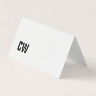 Simple Black White Monogram Folded Visitekaartje