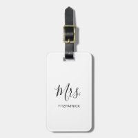 Simple Black White Mrs Last Name Pas getrouwd Brid