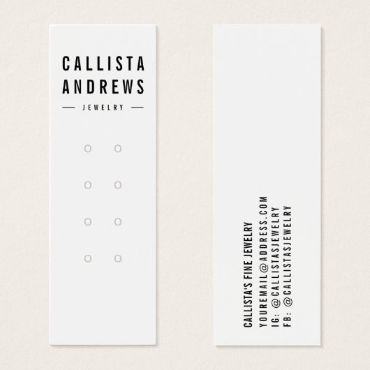 Simple Black White Multiple Earring Display Kaart (Voorkant /achterkant)