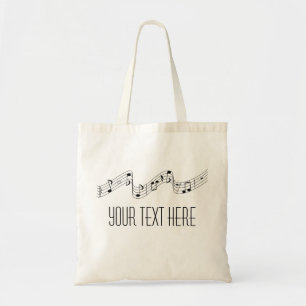 SImple Black White Muzieknoten Aangepaste naam Tas