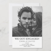 Simple Black White Photo Engagement Invitation (Devant)