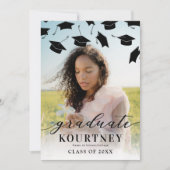 Simple Black White Photo Graduation Invitation (Devant)