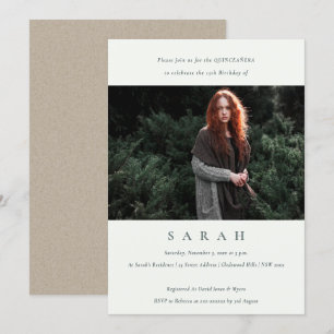 Simple Black White Photo Quinceañera nodigt uit Bedankkaart